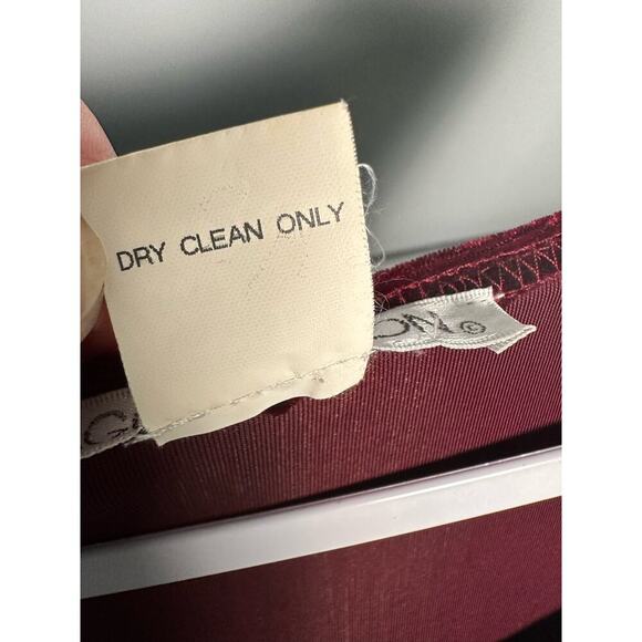 Maggy London L Vintage Long‎ Sleeve Velvet Maxi Cranberry Scoop Neck Whimsigoth - Picture 7 of 8